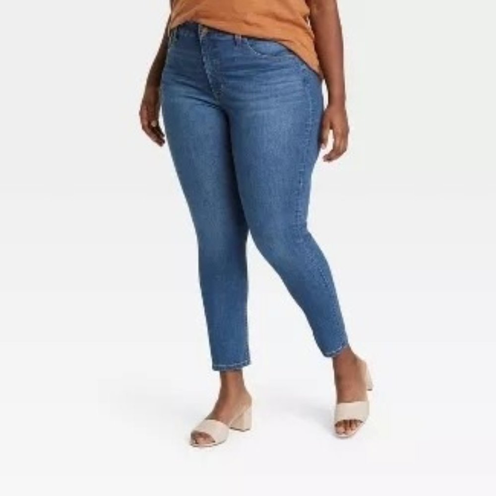 Women's Plus Size High Rise Skinny Jeans Ava & Viv Medium Wash 26W/R Stretch